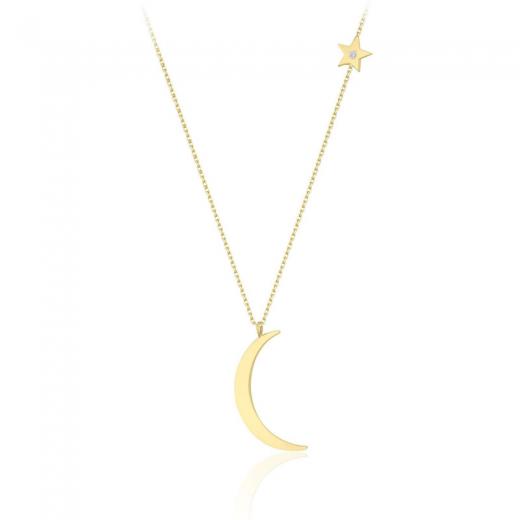 0.03 ct. Pırlanta Ayyıldız Kolye