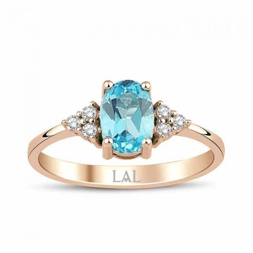 0.82 Karat Pırlanta Blue Topaz Yüzük