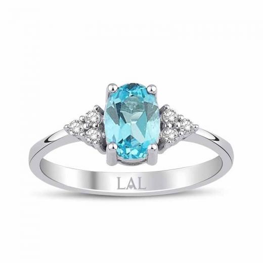 0.82 Karat Pırlanta Blue Topaz Yüzük