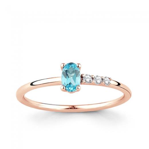 0.32 Karat Pırlanta Blue Topaz Yüzük