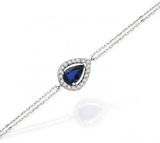 0.60 ct. F Renk Pırlanta Safir Bileklik