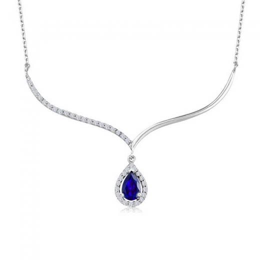 0.80 Karat Pırlanta Safir Kolye