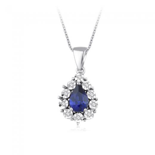 0.75 ct. Pırlanta Safir Kolye