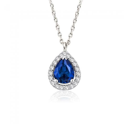 0.60 Karat Pırlanta Safir Kolye