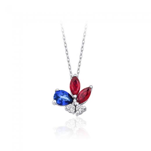 0.45 karat Pırlanta Safir Yakut Kolye