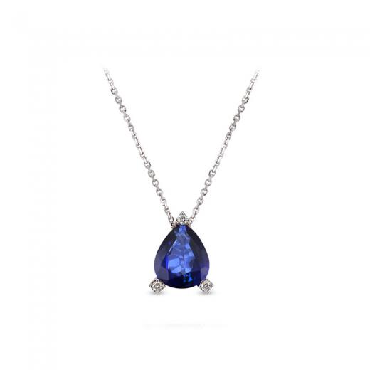 0.42 ct. Pırlanta Safir Kolye