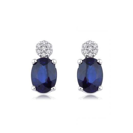 1.50 karat Pırlanta Safir Küpe