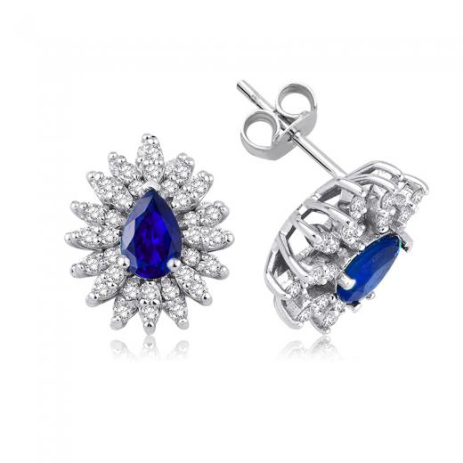 2.00 ct. Pırlanta Safir Küpe