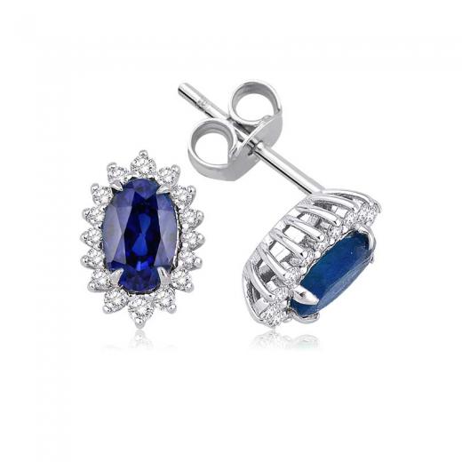 1.60 ct. Pırlanta Safir Küpe
