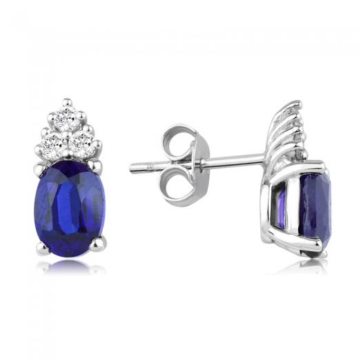 2.37 ct. F Renk Pırlanta Safir Küpe