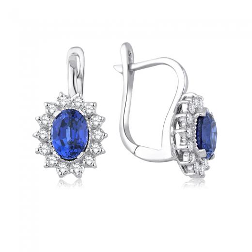 3.22 ct. Pırlanta Safir Küpe