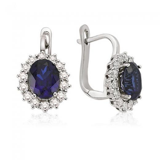 6.00 ct. Pırlanta Safir Küpe