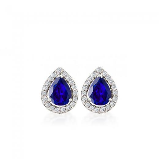 1.20 ct. F Renk Pırlanta Safir Küpe