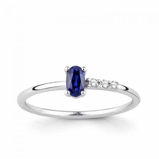 0.32 Karat Pırlanta Safir Yüzük