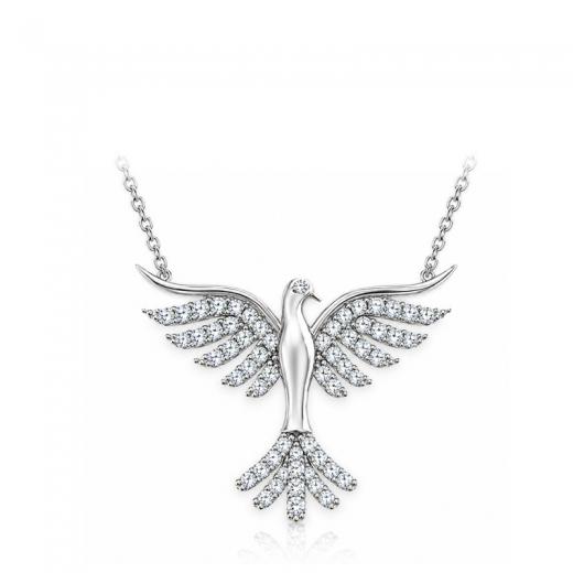 0.30 ct. Doğal Pırlanta Zümrüdü Anka Kuşu Kolye