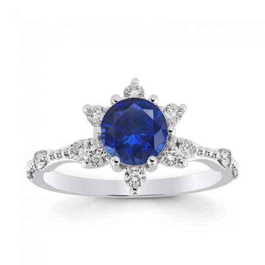 1.30 karat Pırlanta Safir Lotus Yüzük