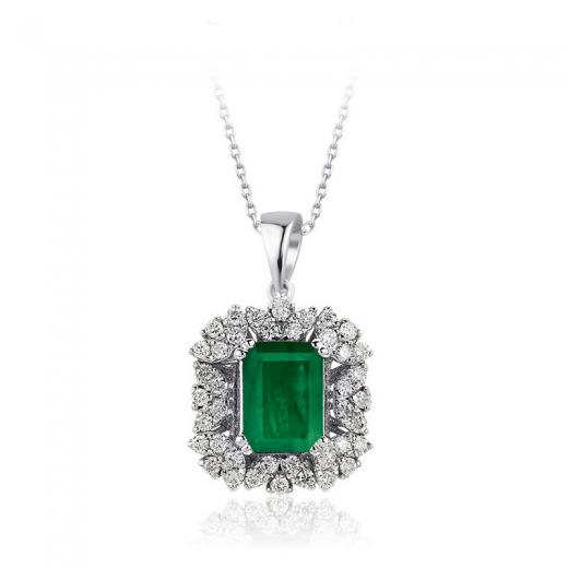 1.40 ct. Pırlanta Zümrüt Kolye