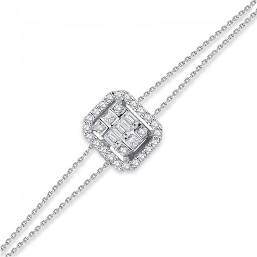 0.25 karat Doğal Pırlanta Baget Bileklik